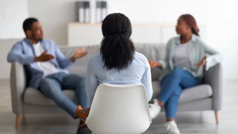 Couple during discernment counselling session