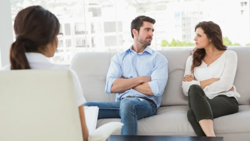Couple in discernment therapy session